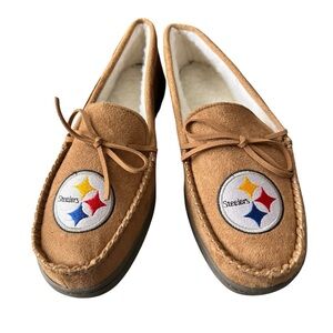 Foco Moccasin Slippers‎ Men's Medium 9-10 Pittsburgh Steelers Faux Suede Fleece